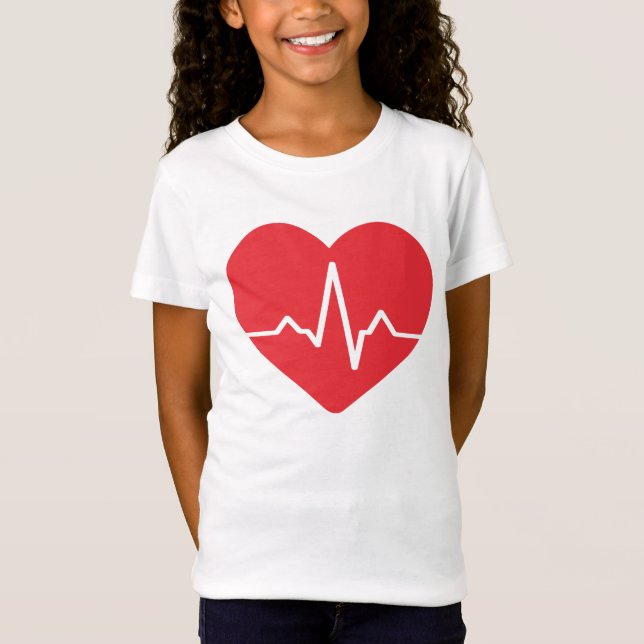 T-Shirt Forme de coeur Rouge mignon Love Caractère Illustr (Devant)