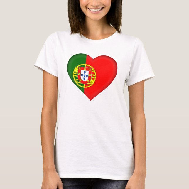 T-shirt Forme du coeur du drapeau du Portugal (Devant)