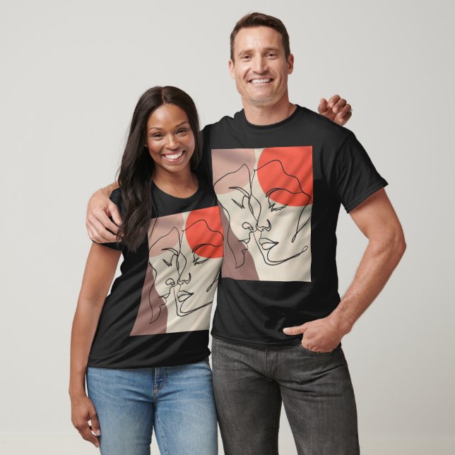 T-shirt Formes Abstraites Dessin d'une ligne Couple minima (Unisexe)