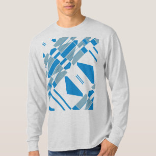 T-shirt Formes diagonales gris bleu MCM d'inspiration sud-