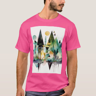 T-shirt Formes géométriques Abstraites Aquarelle de forêt