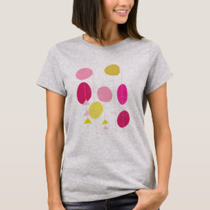 T-shirt Formes géométriques moyennes rétro rose et jaune