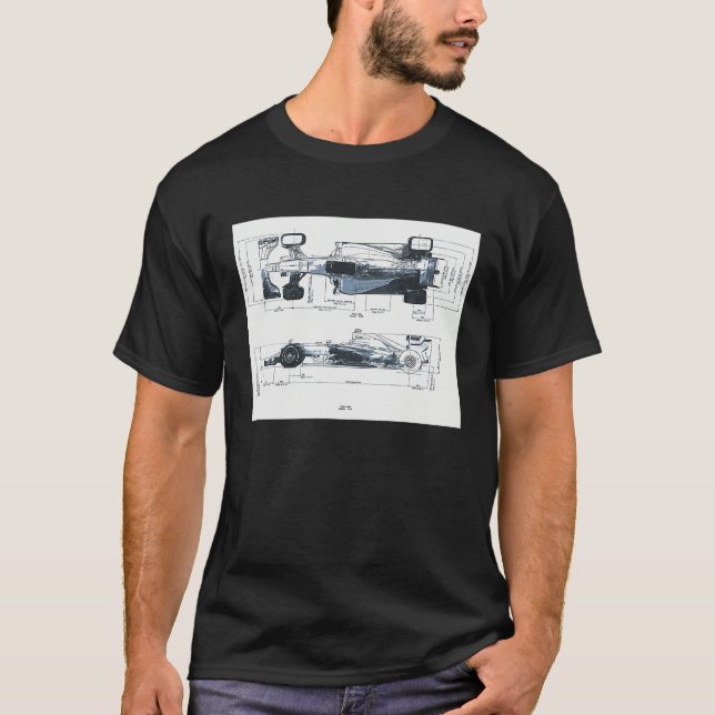 T-shirt Formula Racing Car Blueprint Mechanical Engineerin (Devant)