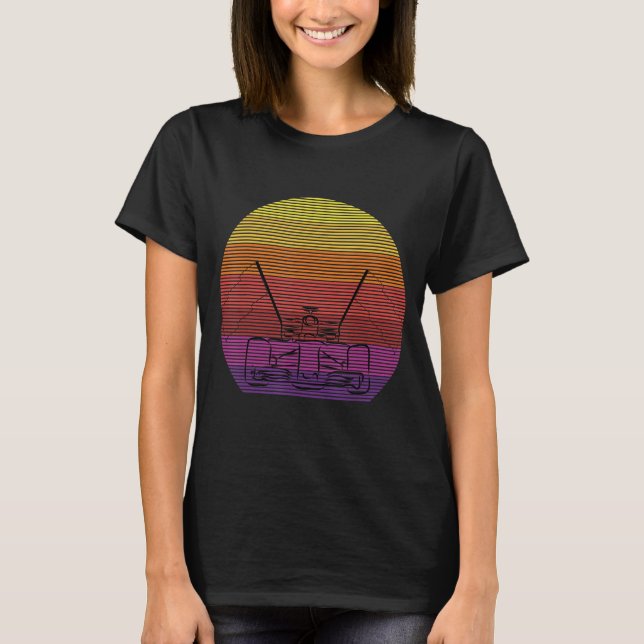T-shirt Formula Racing Car Sunset Retro Racing Pilotes Ven (Devant)