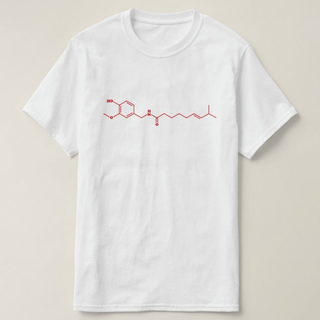 T-shirt Formule chimique moléculaire Chili Capsaicin (Design devant)