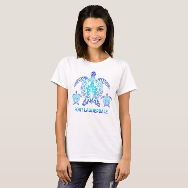 T-shirt Fort Lauderdale Floride Blue Sea Turtle Souvenirs (Devant entier)