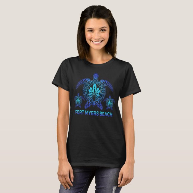 T-shirt Fort Myers Beach Floride Blue Sea Turtle Souvenirs (Devant entier)