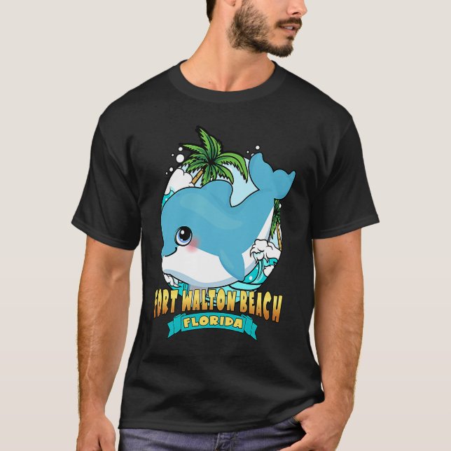 T-shirt FORT WALTON BEACH FLORIDA Cute Baby Dolphin Beach  (Devant)