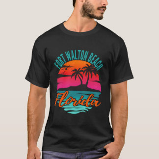 T-shirt Fort Walton Beach Floride Palm Tree Island Pink Su