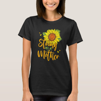 T-shirt Forte Comme Une Mère Tournesol Coeur Aimer Les Fem