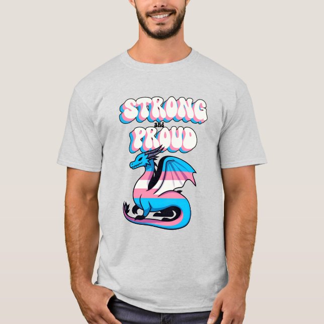 T-shirt Forte Et Fière - Dragon De Fierté Transgenre (Devant)