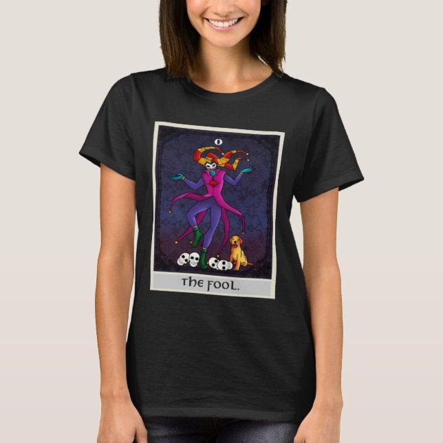 T-shirt Fortune Teller Mythical The Fool with skulls Tarot (Devant)