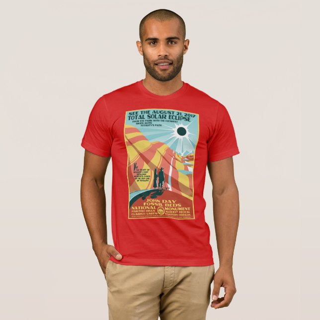 T-shirt fossile d'éclipse solaire de lits de jour (Devant entier)