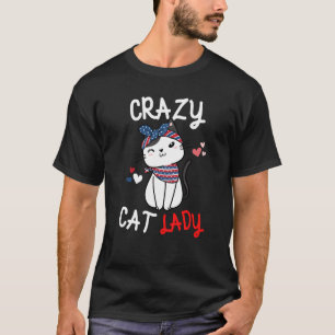 T-shirt Fou Chat Lady Femme Animal Fête des Mères