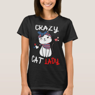T-shirt Fou Chat Lady Femme Animal Fête des Mères