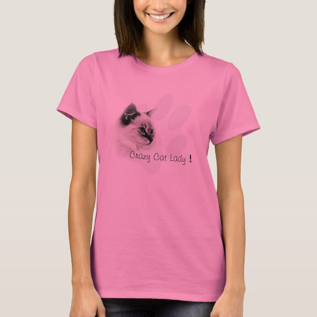 T-shirt fou de Madame de chat (Devant)