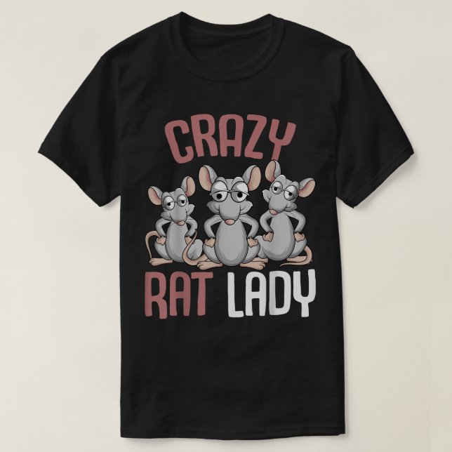 T-shirt Fou Rat Lady Femmes Filles Rat Lover  (Design devant)