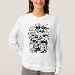 T-shirt Foule de personnages de dessins animés excentrique