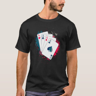T-shirt Four Aces Poker Card Casino Texas Holdem Tournamen