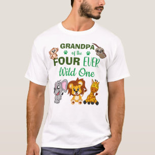 T-shirt Four Ever Wild 4e anniversaire Safari Animal Grand