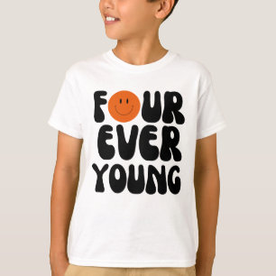 T-shirt Four Ever Young Garçon Quatrième Anniversaire 4ème