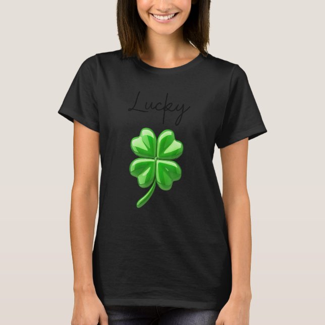 T-shirt four leaf clover Shamrock lucky charm irish St Pat (Devant)