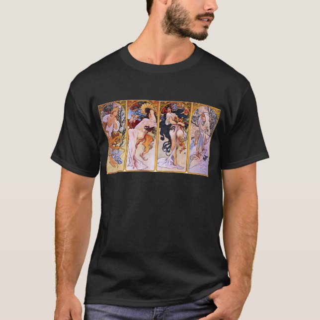 T-shirt Four Seasons by Alphonse Mucha (Devant)