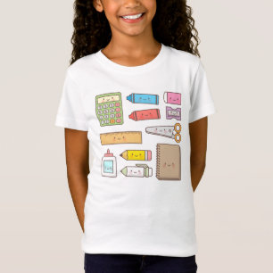 T-Shirt Fournitures de rentrée pour enfants kawaii