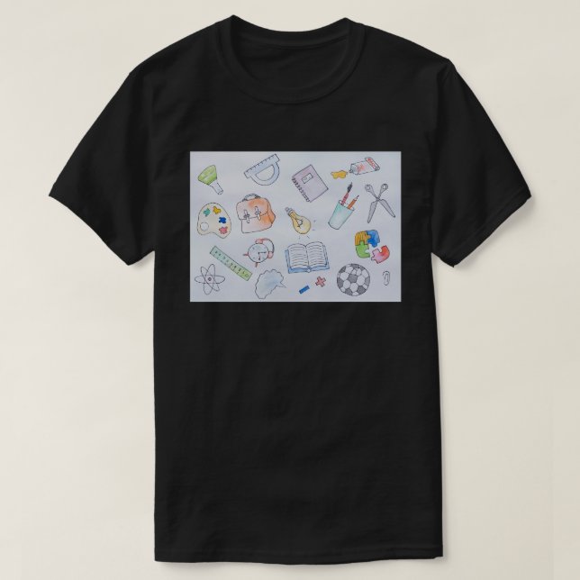 T-shirt Fournitures scolaires de rentrée des classes, Écol (Design devant)