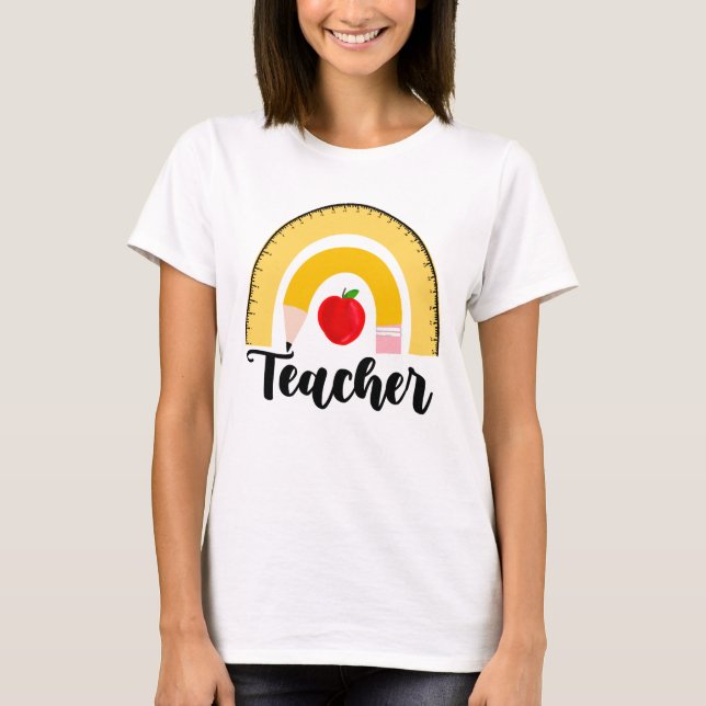 T-shirt Fournitures scolaires Rainbow Femme enseignante (Devant)