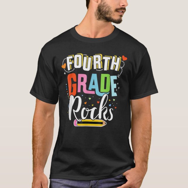 T-shirt Fourth Grade Rocks 4th Back To School Teacher Stud (Devant)