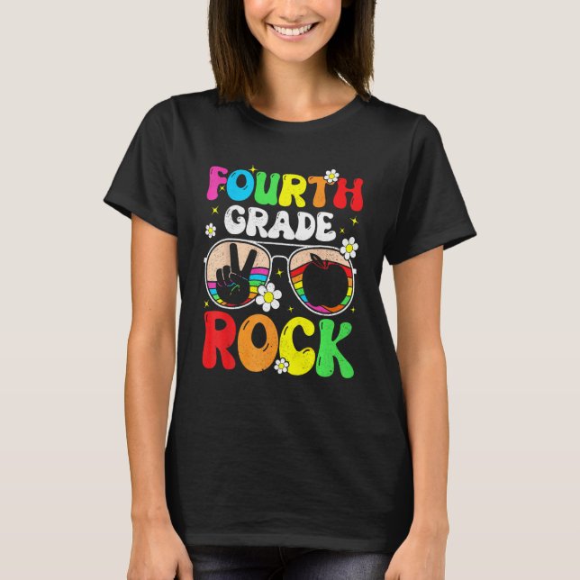 T-shirt Fourth Grade Rocks Team 4th Teacher Groovy Back To (Devant)