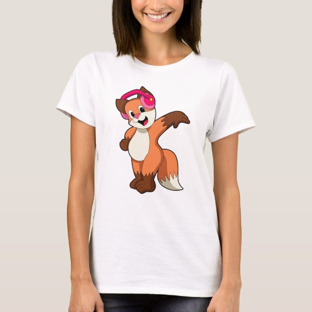 T-shirt Fox à la musique avec casque (Devant)