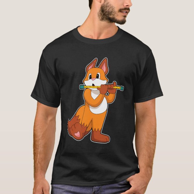 T-shirt Fox à la musique avec Flute.PNG (Devant)