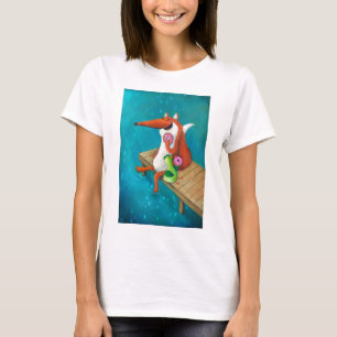 T-shirt Fox amical et poulet mangeant des butées toriques