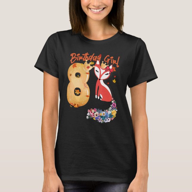 T-shirt Fox Animal 8e anniversaire fille Fox B Jour 8 anné (Devant)