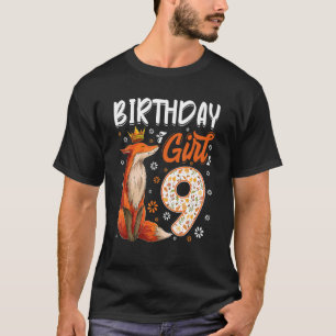 T-shirt Fox animal 9e anniversaire fille Fox B Jour 9 ans