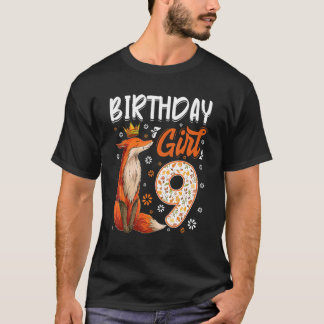 T-shirt Fox animal 9e anniversaire fille Fox B Jour 9 ans