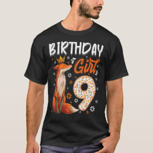 T-shirt Fox animal 9e anniversaire fille Fox B Jour 9 ans