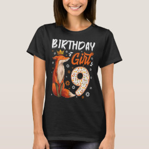 T-shirt Fox animal 9e anniversaire fille Fox B Jour 9 ans