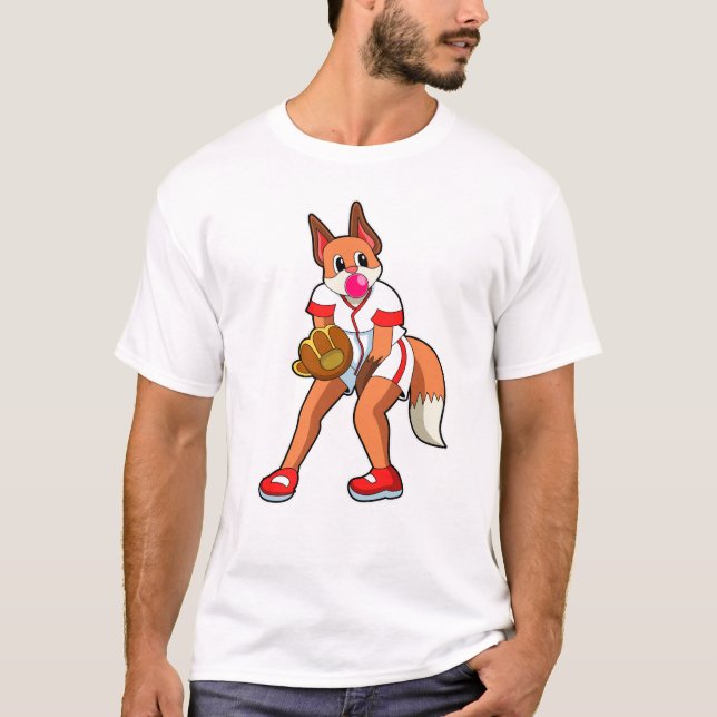 T-shirt Fox au baseball avec gant de baseball (Devant)