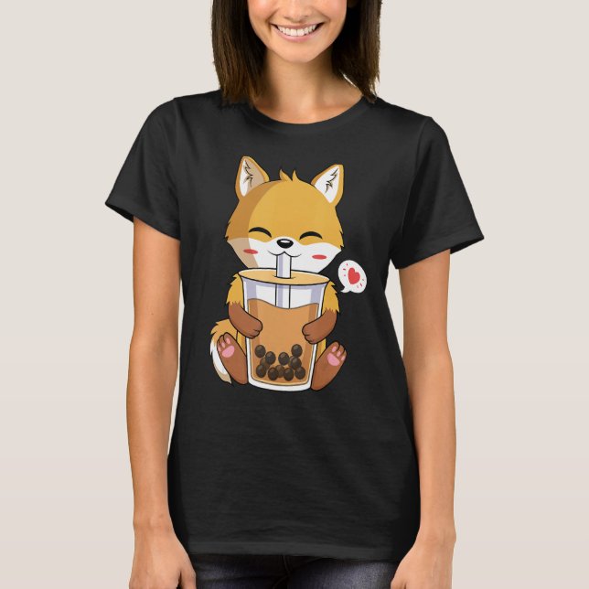 T-shirt Fox Boire Boba Bubble Tea Lover (Devant)