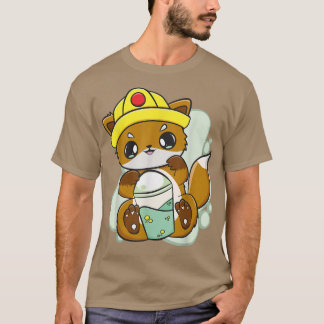T-shirt Fox Boit Boba Bubble Tea Pour Travailleur De Const