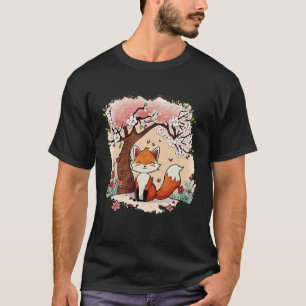 T-shirt Fox Cherry Blossom Japonais esthétique Vaporwave