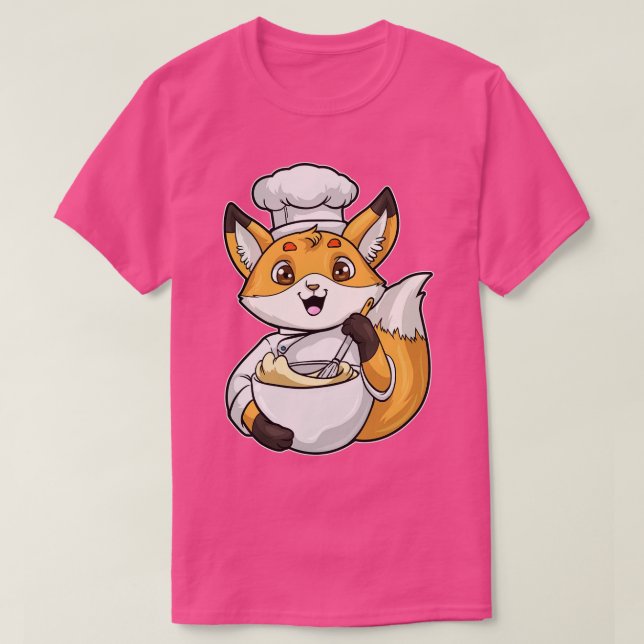 T-shirt Fox comme Baker avec Bowl de Dough Whisk (Design devant)