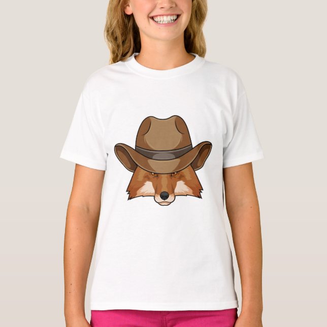 T-shirt Fox comme Cowboy avec Casquette (Devant)