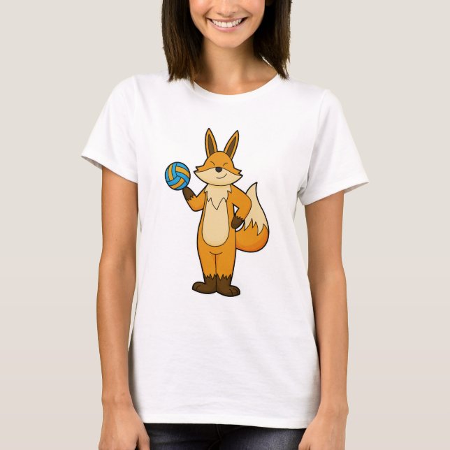 T-shirt Fox comme joueur de volleyball avec volleyball (Devant)