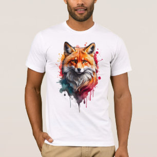 T-shirt Fox couleur d'aquarelle vive - Gras et sau