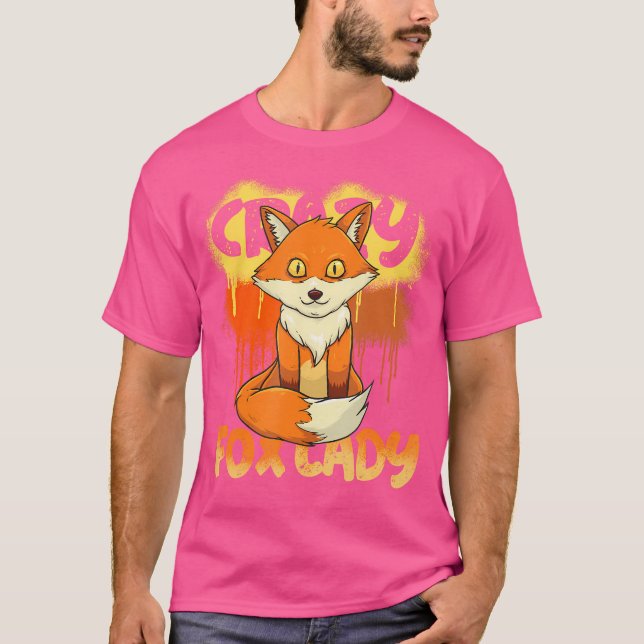 T-shirt Fox Crazy Fox Lady Funny Fox Vêtement Pour Fox Lov (Devant)