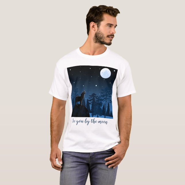 T-shirt Fox Et Pleine lune À Minuit (Devant entier)